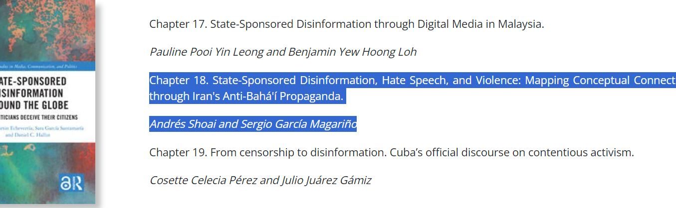 State-Sponsored Disinformation, Hate Speech, and Violence: Mapping Conceptual Connections and Analysing them through Iran's Anti-Bahá'í Propaganda