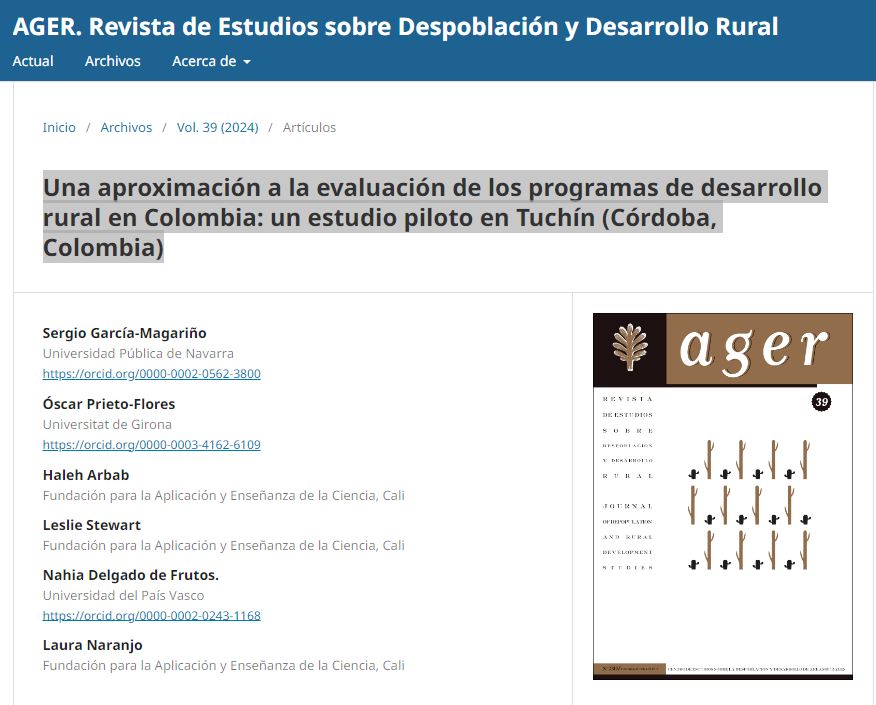 Una aproximación a la evaluación de los programas de desarrollo rural en Colombia: un estudio piloto en Tuchín (Córdoba, Colombia)